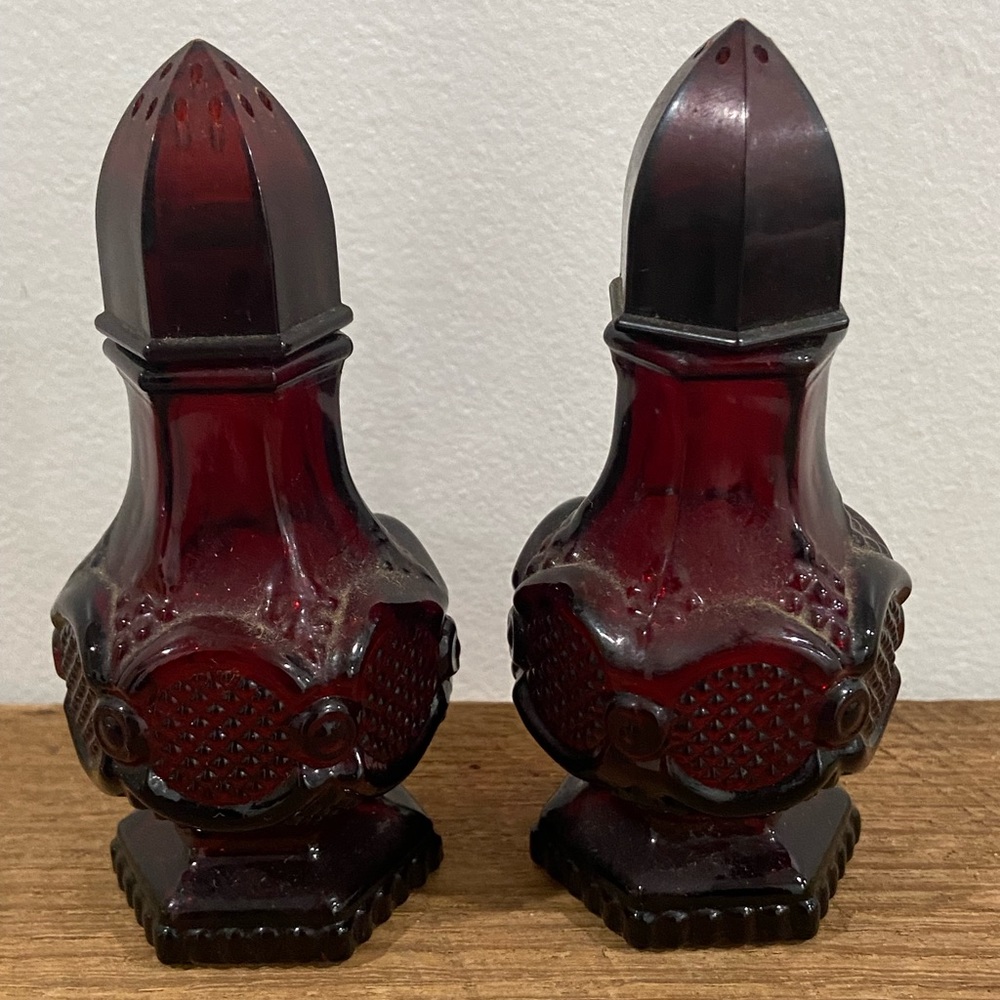 Avon Cape Cod Ruby Red Glass Salt & Pepper Shakers
